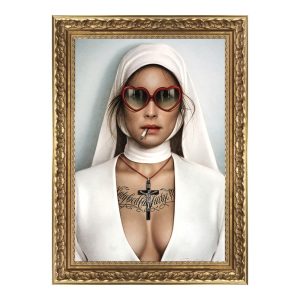 Cadre Doré Nonne Sexy Lunettes Granger 49x69cm