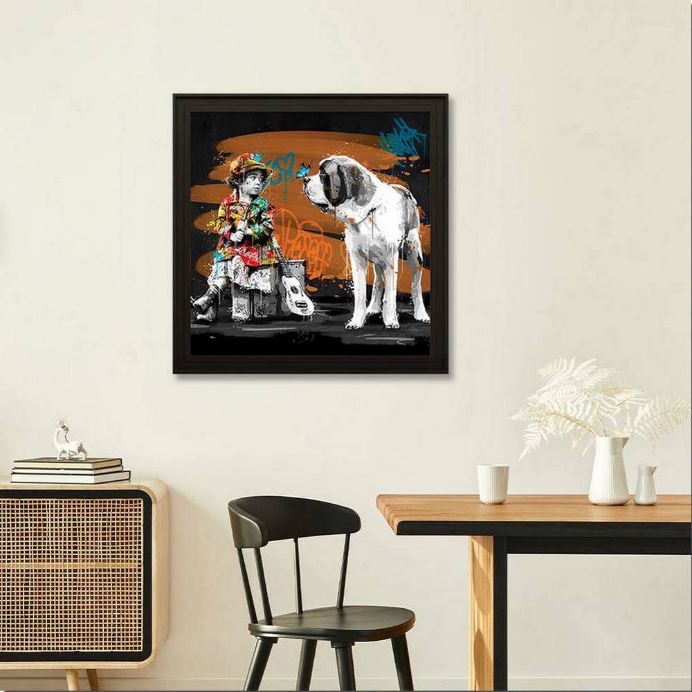 Tableau Romaric La Fillette et Le Chien 91x91cm – Image 2