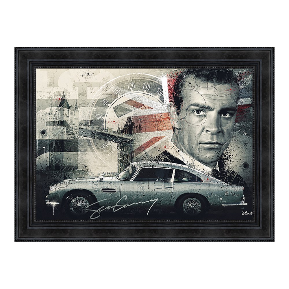 Cadre Sylvain Binet Aston Martin Sean Connery 63x83cm