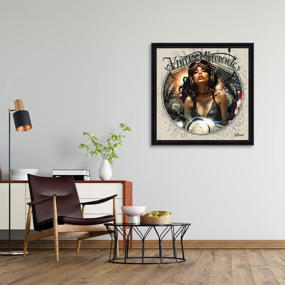 Tableau Sylvain Binet Pin Up Biker 53x53cm – Image 2