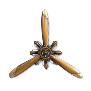 Horloge Hélice Avion Doré