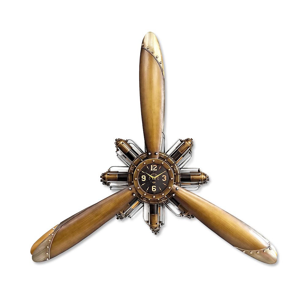 Horloge Hélice Avion Doré