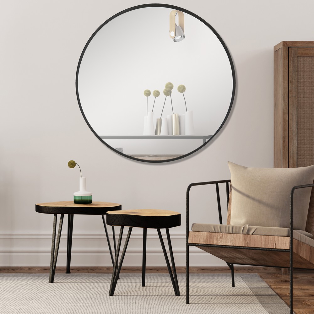Miroir Fin Noir Rond EXCLU WEB & FRANCE diamètre100cm – Image 2
