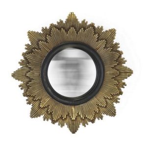 Miroir Léonie Soleil Convexe Noir Doré Ø28cm
