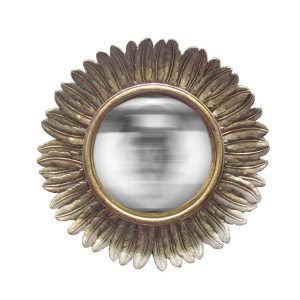 Miroir Soleil Convexe Plumes Doré Incurvés Ø22cm