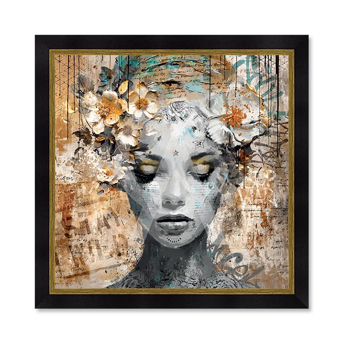 Tableau Canelle Romaric Doré 53x53cm