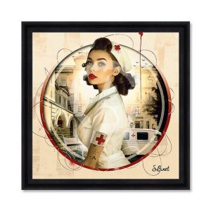 Tableau Pin Up Infirmière Sylvain Binet 93x93cm