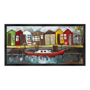 Tableau Port de Pêche Pinasses Martine Gonnin 48x93cm