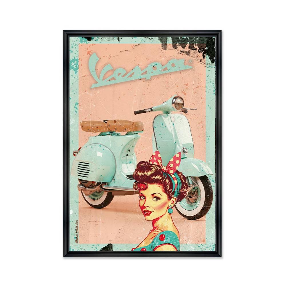 Tableau Rétro Vespa de Rubix 48x68cm