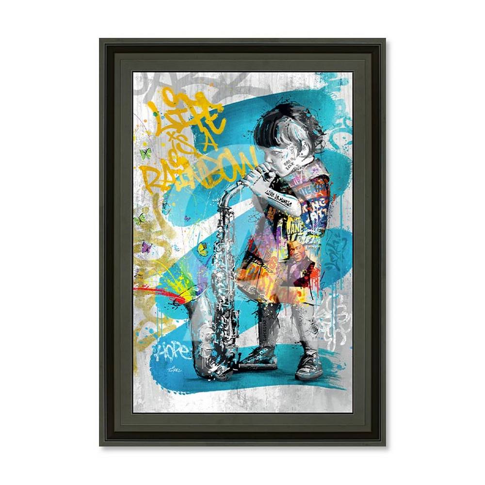Tableau la Fille au Saxophone Romaric 51x71cm