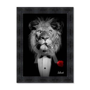Tableau Sylvain Binet Lion Mafia NB 63x83cm