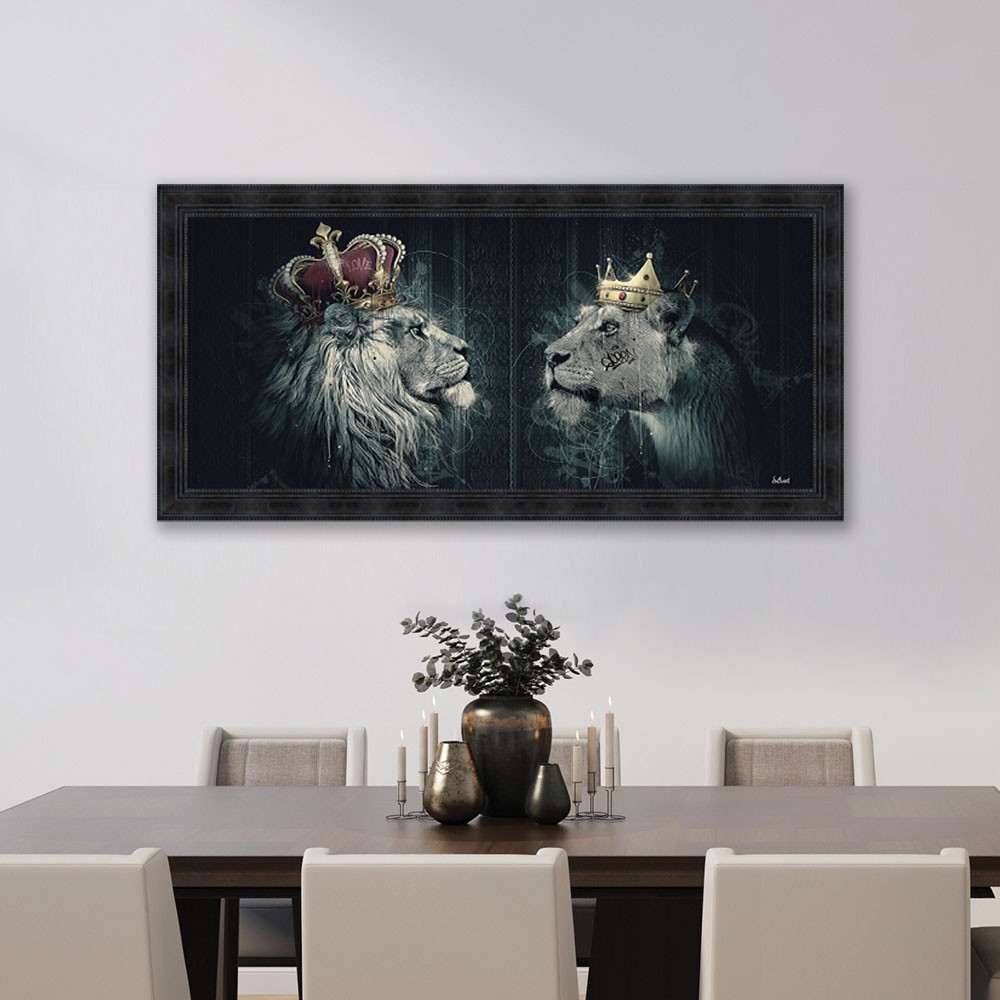 Tableau Lion Lionne Couronnes Sylvain Binet – Image 2