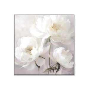 Toile Fleurs Blanches 62×62 cm